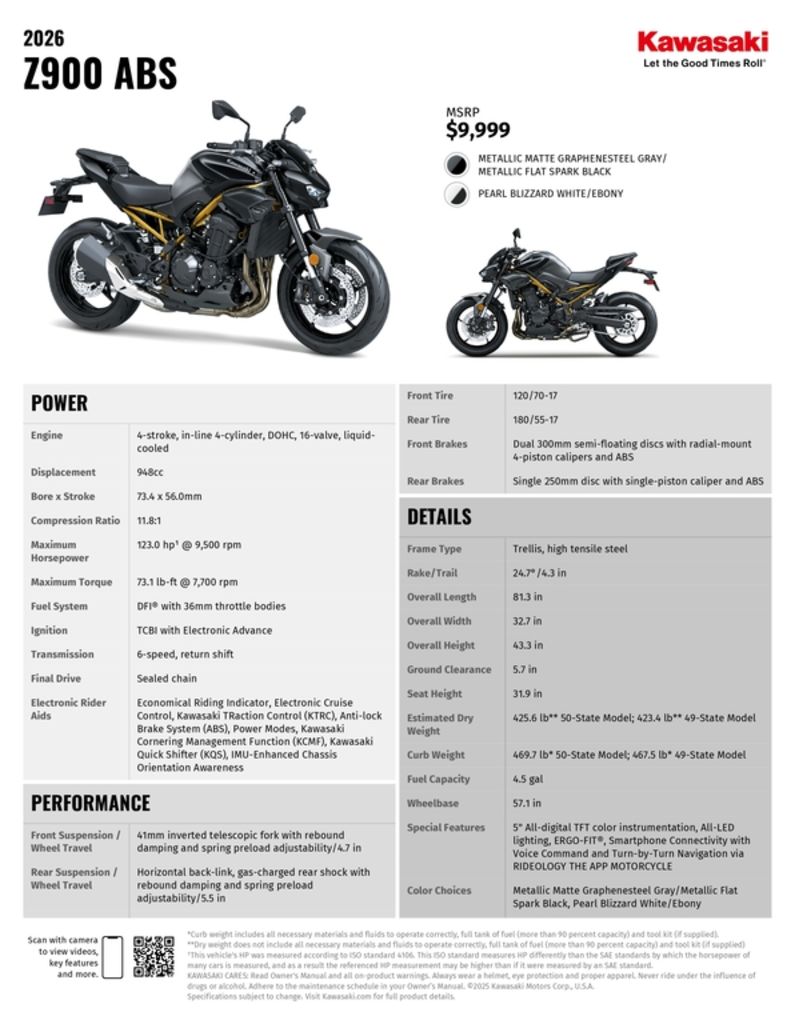 2026-Kawasaki-Z900-ABS-Pearl-Blizzard-White/Ebony-W08434-C | Salt