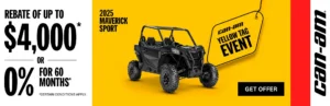 Read more about the article Rebate of up to $4,000 or 0% for 60 months on select 2025 Can-Am Maverick Trail & Sport models