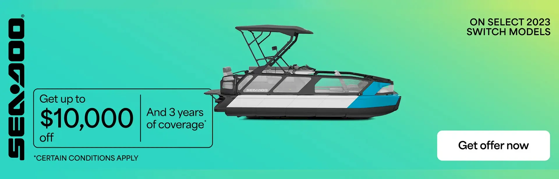 Read more about the article Rebates up to $10,000 and 3 years of coverage on select 2023 Sea-Doo Switch models