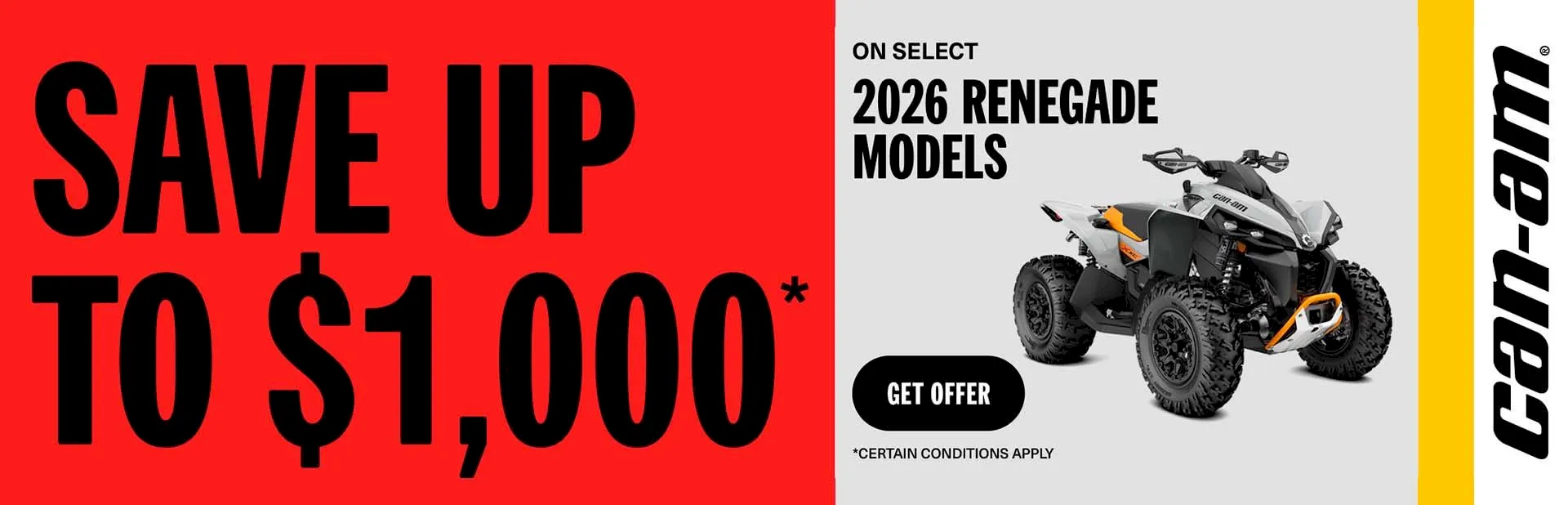 Read more about the article Save up to $1 000 rebate on select 2026 Renegade models