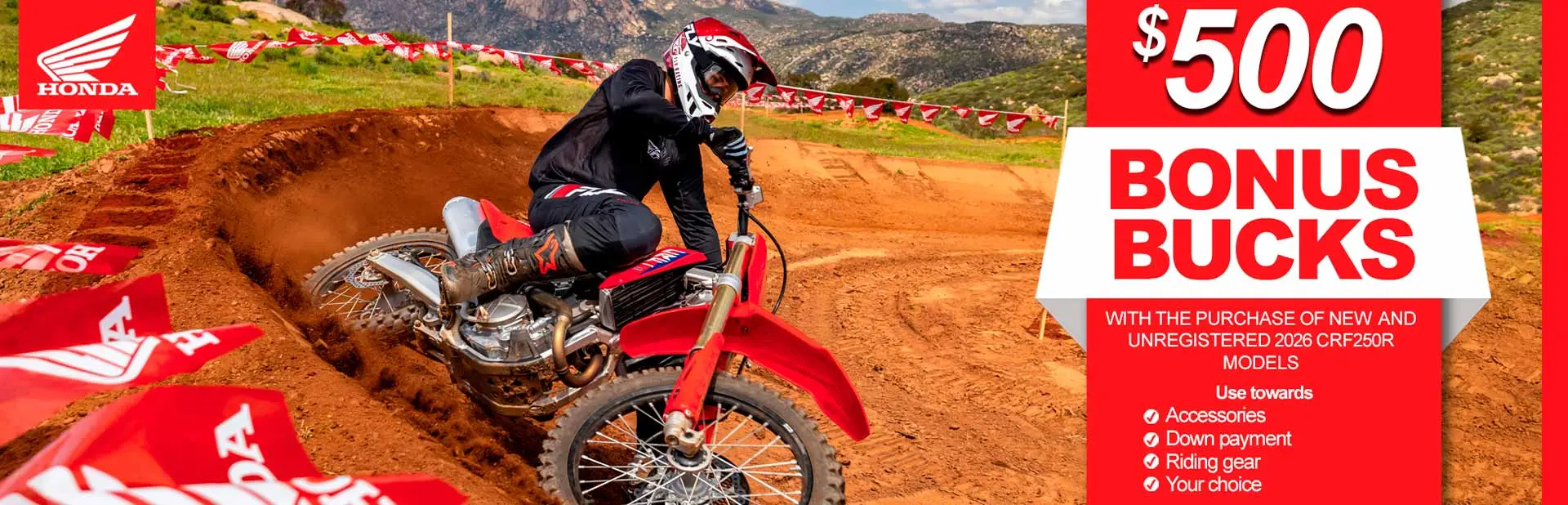 Read more about the article $500.00 Bonus Bucks on 2026 CRF250R