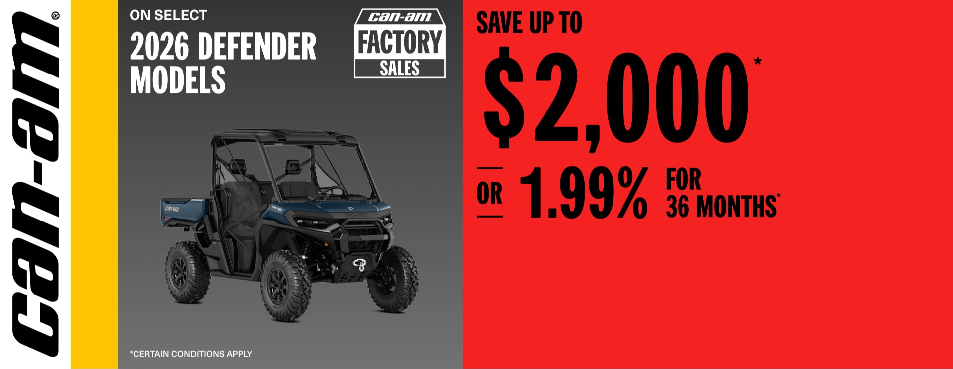 Read more about the article Can- Am Save up to $2,000 or 1.99% for 36 months